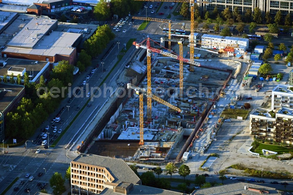 Aerial image München - Construction site to build a new multi-family residential complex Von-Knoeringen-Strasse corner Fritz-Erler-Strasse in the district Ramersdorf-Perlach in Munich in the state Bavaria, Germany