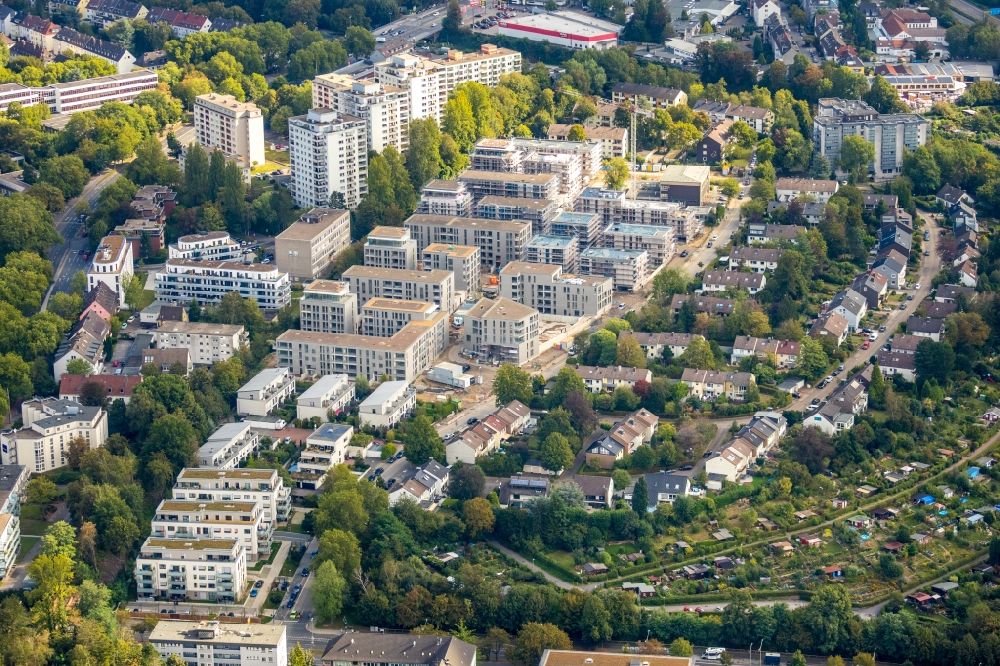 Essen from above - Construction site to build a new multi-family residential complex Parc Dunant on Henri-Dunant-Strasse in the district Ruettenscheid in Essen in the state North Rhine-Westphalia, Germany