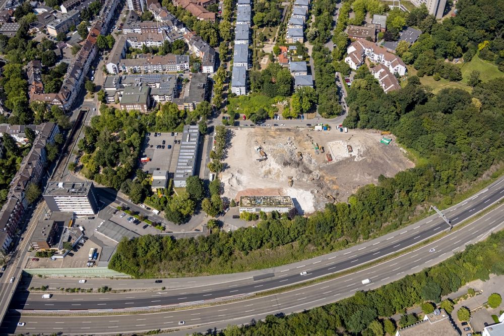 Aerial image Essen - Construction site to build a new multi-family residential complex Parc du Sud on Ursulastrasse corner Manfredstrasse in the district Ruettenscheid in Essen in the state North Rhine-Westphalia, Germany