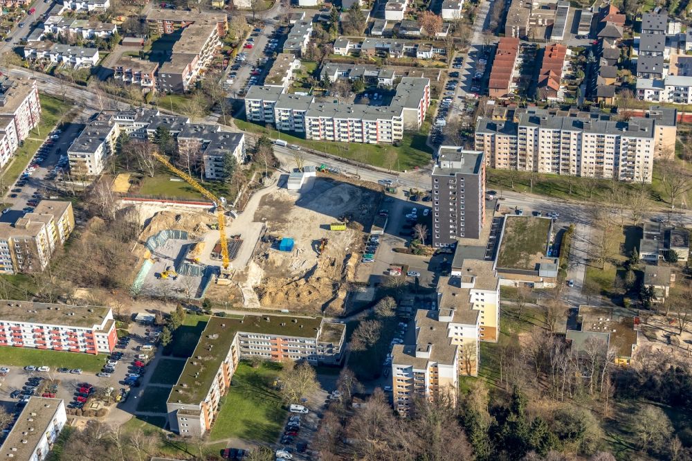 Aerial image Unna - Construction site to build a new multi-family residential complex Parkquartier Koenigsborn on Potsdamer Strasse in the district Koenigsborn in Unna in the state North Rhine-Westphalia, Germany