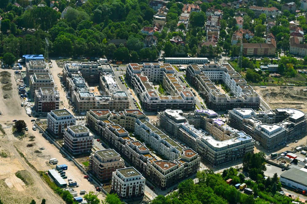 Aerial photograph Berlin - Construction site to build a new multi-family residential complex Parkstadt Karlshorst between Blockdammweg, Trautenauer Strasse on street Georg-Klingenberg-Strasse in the district Karlshorst in Berlin, Germany