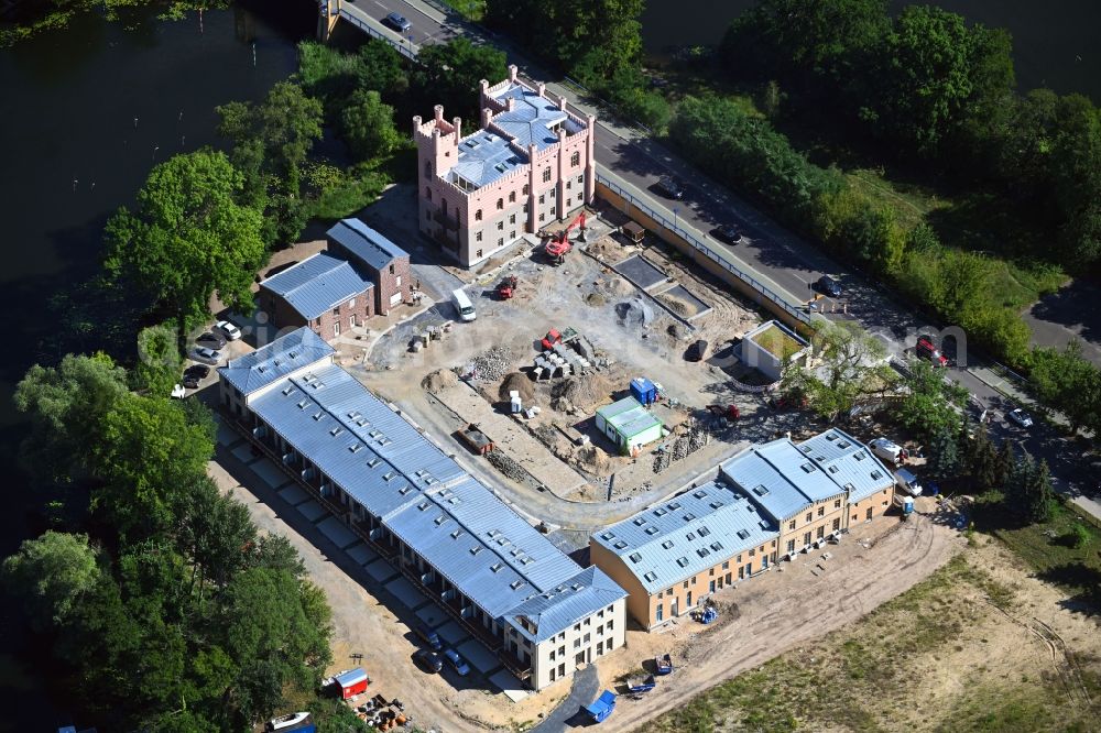 Potsdam from above - Construction site to build a new multi-family residential complex along the federal street 2 in the district Neu Fahrland in Potsdam in the state Brandenburg, Germany