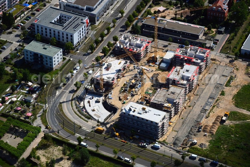 Aerial image Potsdam - Construction site to build a new multi-family residential complex on Georg-Hermann-Allee in the district Bornstedt in Potsdam in the state Brandenburg, Germany