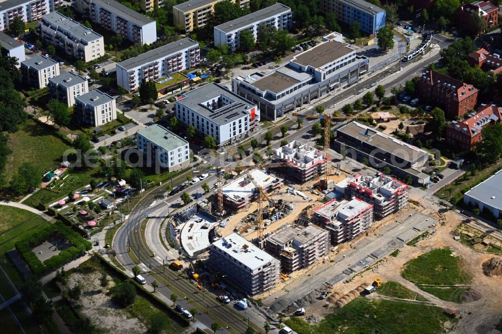 Potsdam from above - Construction site to build a new multi-family residential complex on Georg-Hermann-Allee in the district Bornstedt in Potsdam in the state Brandenburg, Germany