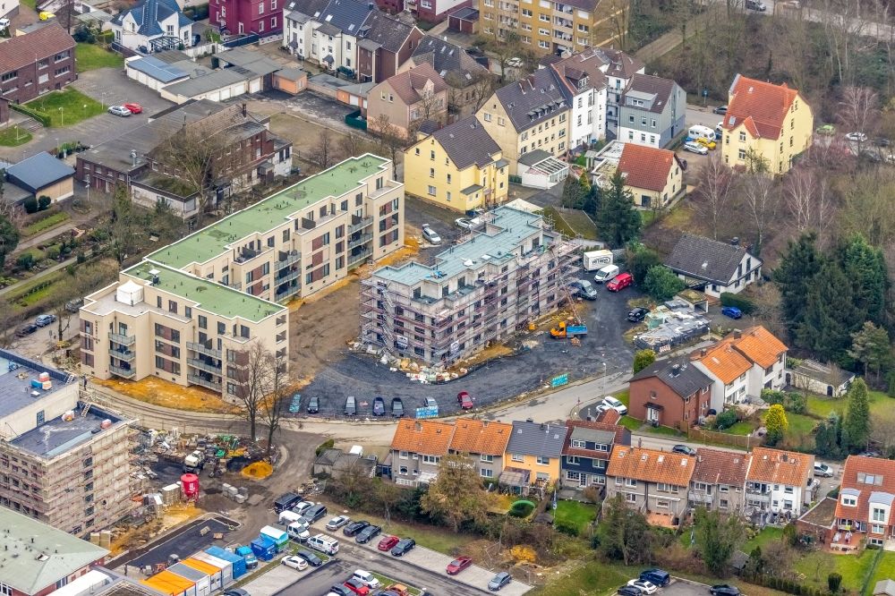 Aerial photograph Herne - Construction site to build a new multi-family residential complex of the project Widumer Quartier on Widumer Strasse in Herne in the state North Rhine-Westphalia, Germany