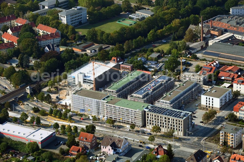 Aerial image Braunschweig - Construction site to build a new multi-family residential complex Quartier Berliner Strasse on Vossenkonp - Otto-Himmel-Weg in the district Wabe-Schunter in Brunswick in the state Lower Saxony, Germany