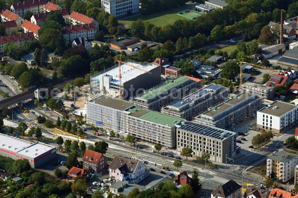 Aerial photograph Braunschweig - Construction site to build a new multi-family residential complex Quartier Berliner Strasse on Vossenkonp - Otto-Himmel-Weg in the district Wabe-Schunter in Brunswick in the state Lower Saxony, Germany