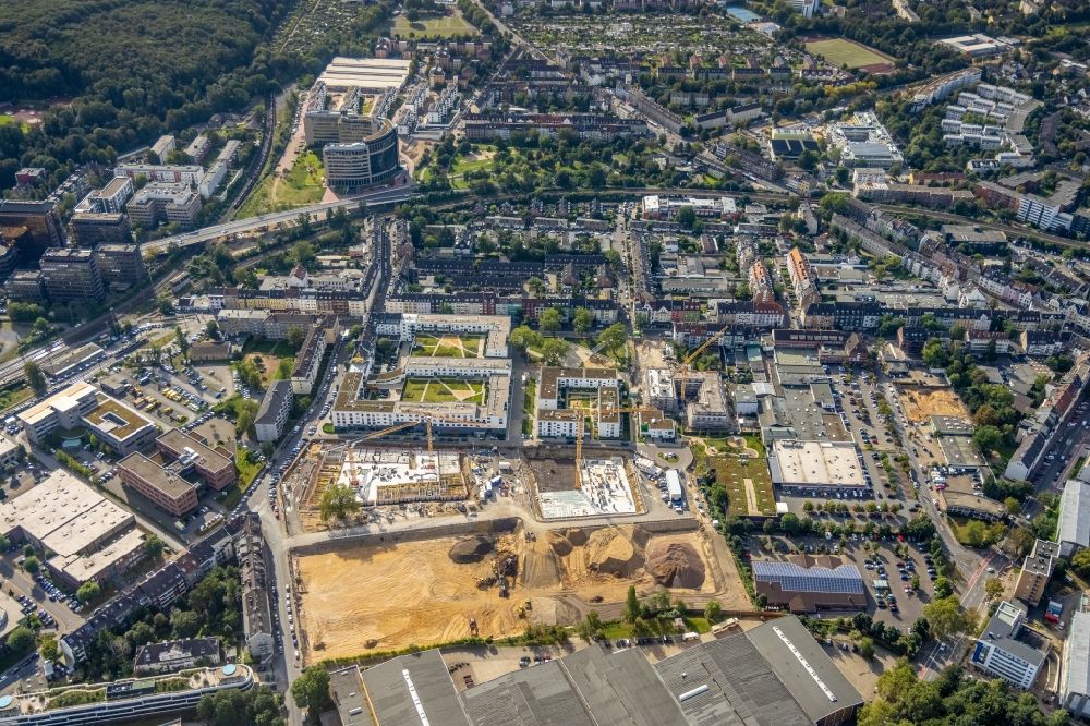 Aerial image Düsseldorf - Construction site to build a new multi-family residential complex on Quartier Westfalenstrasse of Ten Brinke Group B.V. in Duesseldorf at Ruhrgebiet in the state North Rhine-Westphalia