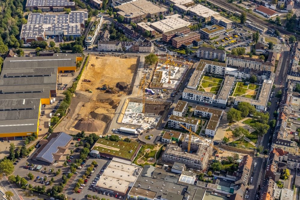 Aerial photograph Düsseldorf - Construction site to build a new multi-family residential complex on Quartier Westfalenstrasse of Ten Brinke Group B.V. in Duesseldorf at Ruhrgebiet in the state North Rhine-Westphalia