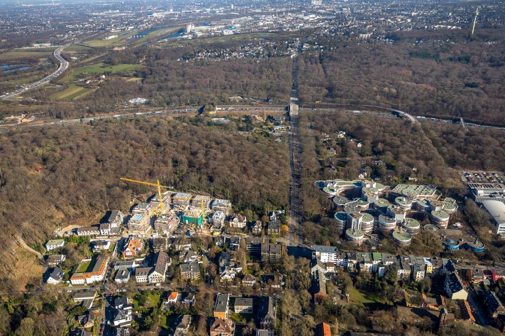 Aerial photograph Duisburg - Construction site to build a new multi-family residential complex of QUARTIER WILHELMSHOeHE GmbH in the district Duissern in Duisburg in the state North Rhine-Westphalia
