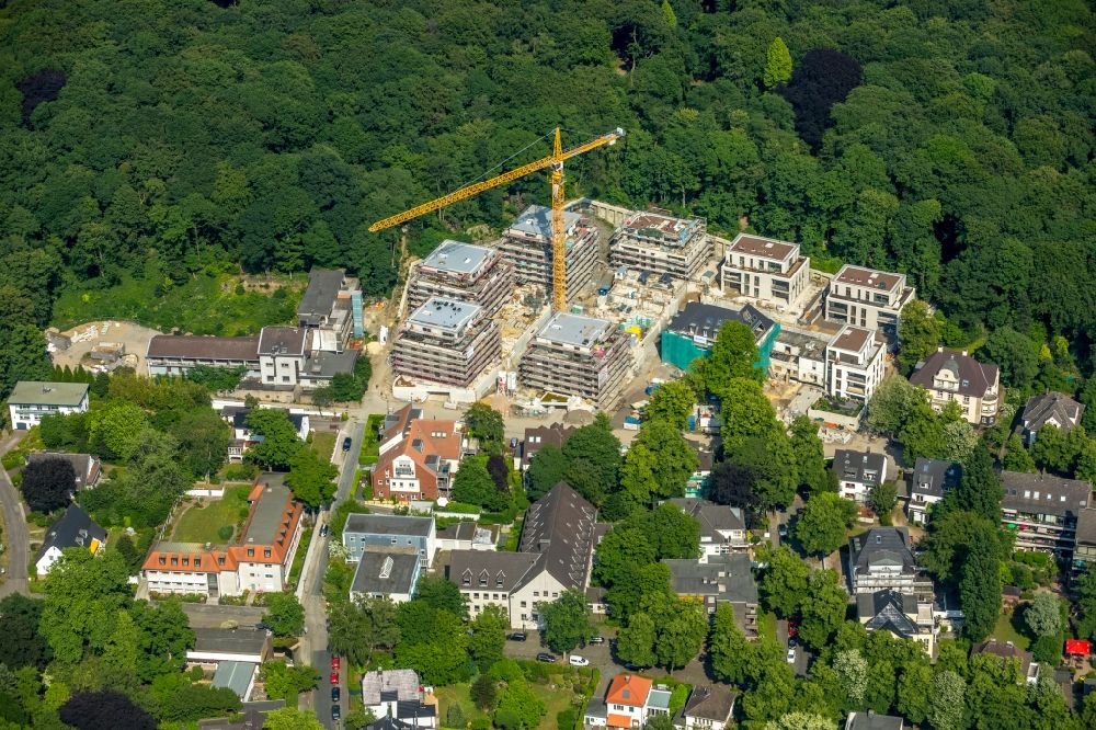 Aerial image Duisburg - Construction site to build a new multi-family residential complex of QUARTIER WILHELMSHOeHE GmbH in the district Duissern in Duisburg in the state North Rhine-Westphalia