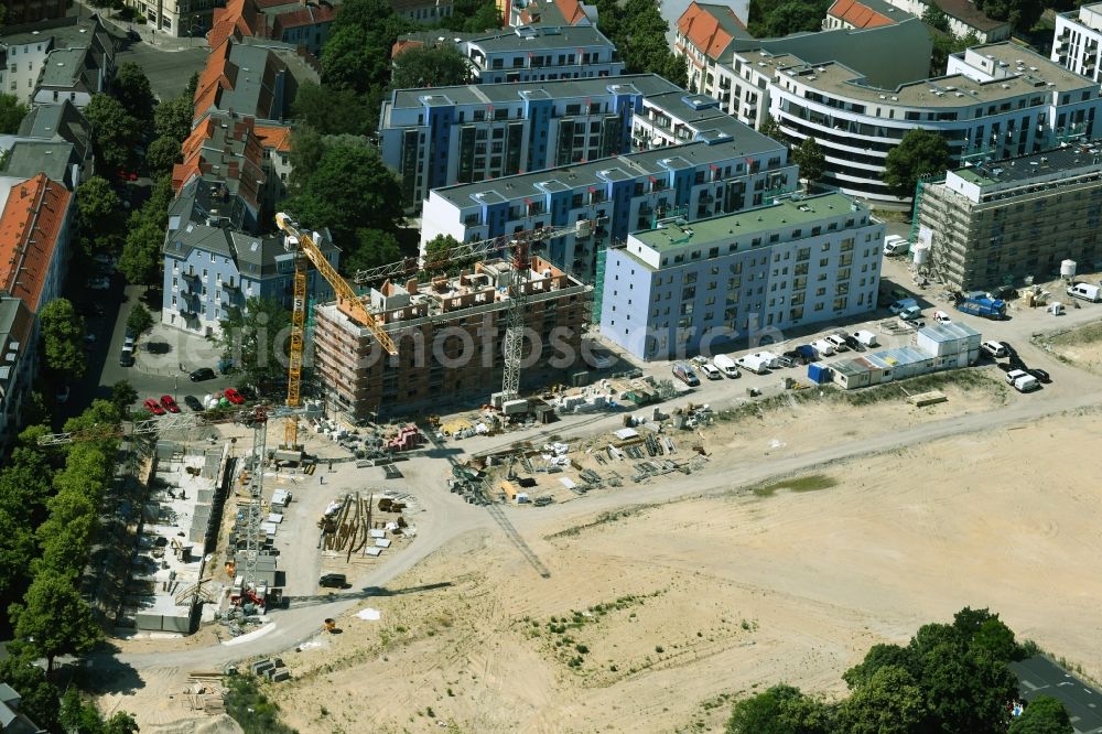 Aerial image Berlin - Construction site to build a new multi-family residential complex Fliessstrasse - Hasselwerder Strasse on river Spree in the district Schoeneweide in Berlin, Germany