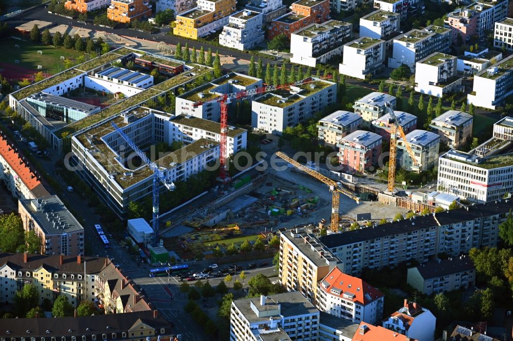 München from the bird's eye view: Construction site to build a new multi-family residential complex MK6 - Radlkoferstrasse in the district Sendling in Munich in the state Bavaria, Germany
