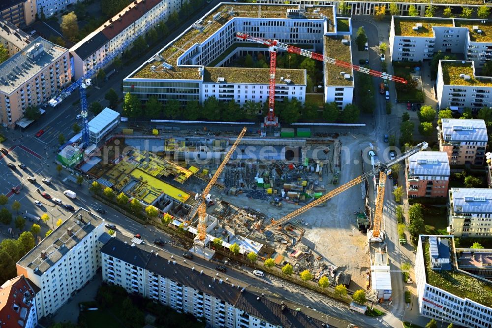 Aerial image München - Construction site to build a new multi-family residential complex MK6 - Radlkoferstrasse in the district Sendling in Munich in the state Bavaria, Germany