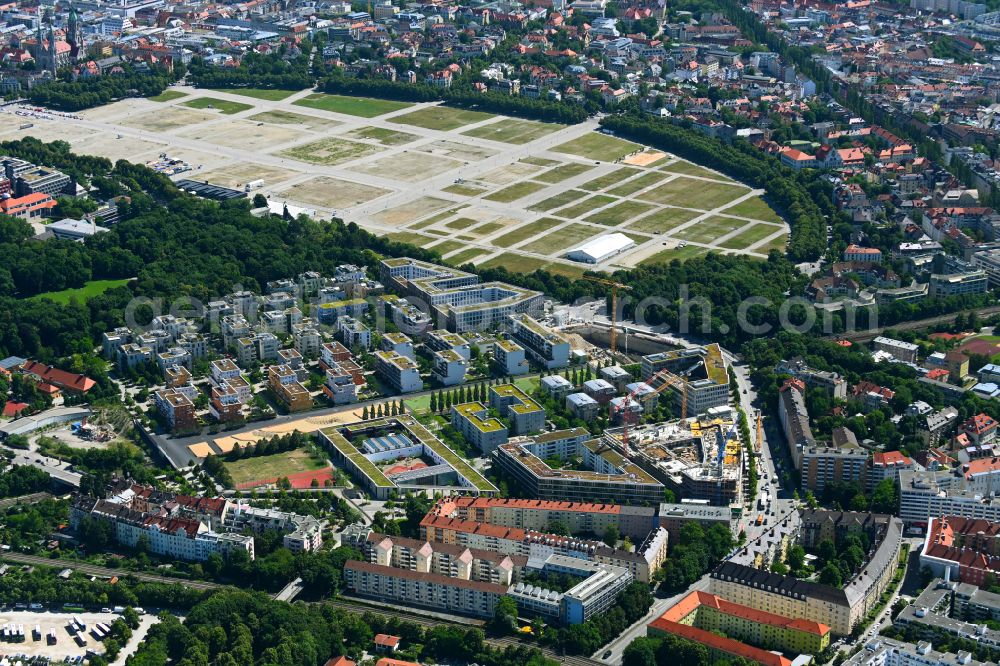 Aerial photograph München - Construction site to build a new multi-family residential complex MK6 - Radlkoferstrasse on street Johannes-Timm-Strasse in the district Sendling in Munich in the state Bavaria, Germany