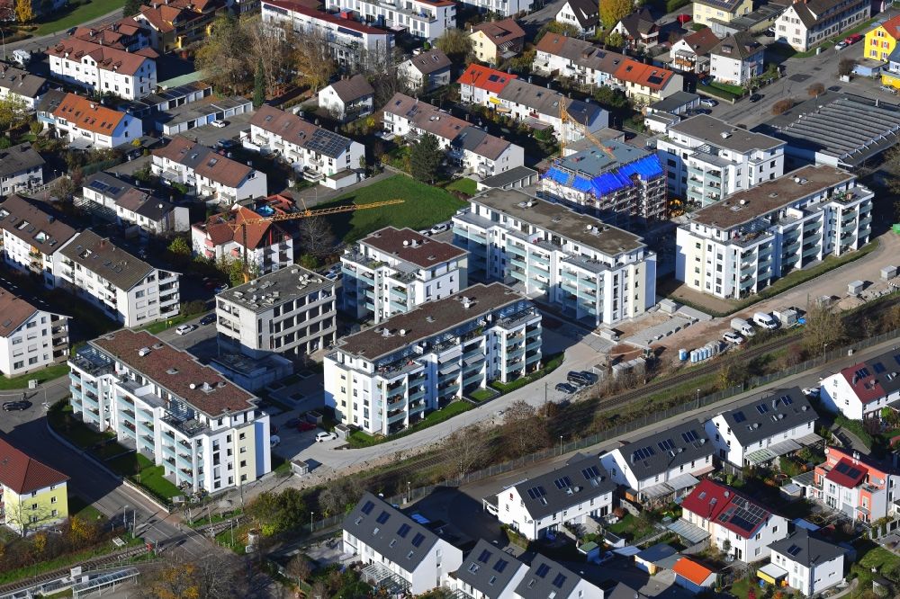 Schopfheim from the bird's eye view: Construction site to build a new multi-family residential complex Roggenbachstrasse in Schopfheim in the state Baden-Wuerttemberg, Germany