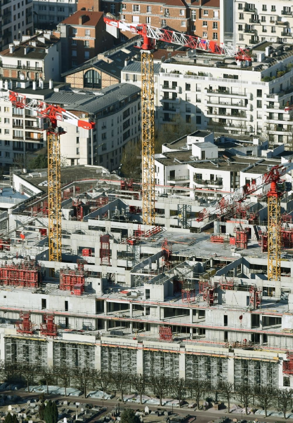 Aerial image Levallois-Perret - Construction site to build a new multi-family residential complex Rue Jules Guesde in Levallois-Perret in Ile-de-France, France