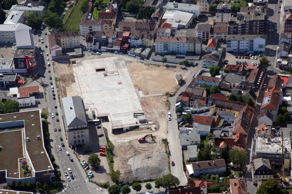 Aerial image Worms - Construction site to build a new multi-family residential complex Schoenauer Strasse - Gerbergstrasse - Pankratiusgasse in Worms in the state Rhineland-Palatinate, Germany