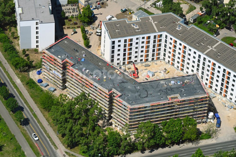 Aerial image Berlin - Construction site to build a new multi-family residential complex on Seehausener Strasse corner Pablo-Picasso-Strasse in the district Hohenschoenhausen in Berlin, Germany