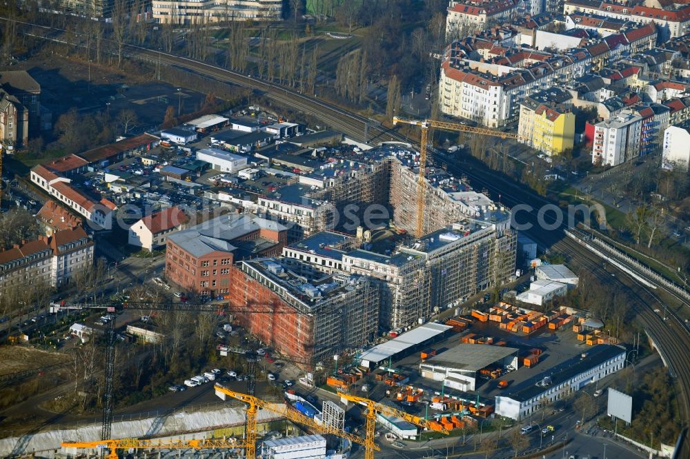 Aerial image Berlin - Construction site to build a new multi-family residential complex Stadtquartier Suedkreuz on Gotenstrasse - Tempelhofer Weg in the district Schoeneberg in Berlin, Germany