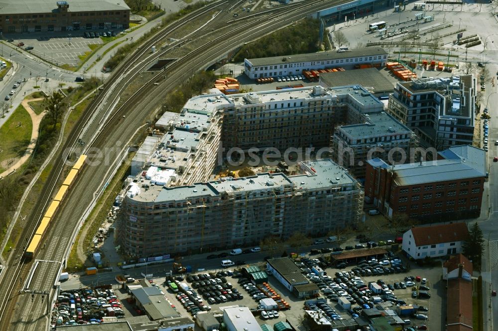 Berlin from the bird's eye view: Construction site to build a new multi-family residential complex Stadtquartier Suedkreuz on Gotenstrasse - Tempelhofer Weg in the district Schoeneberg in Berlin, Germany