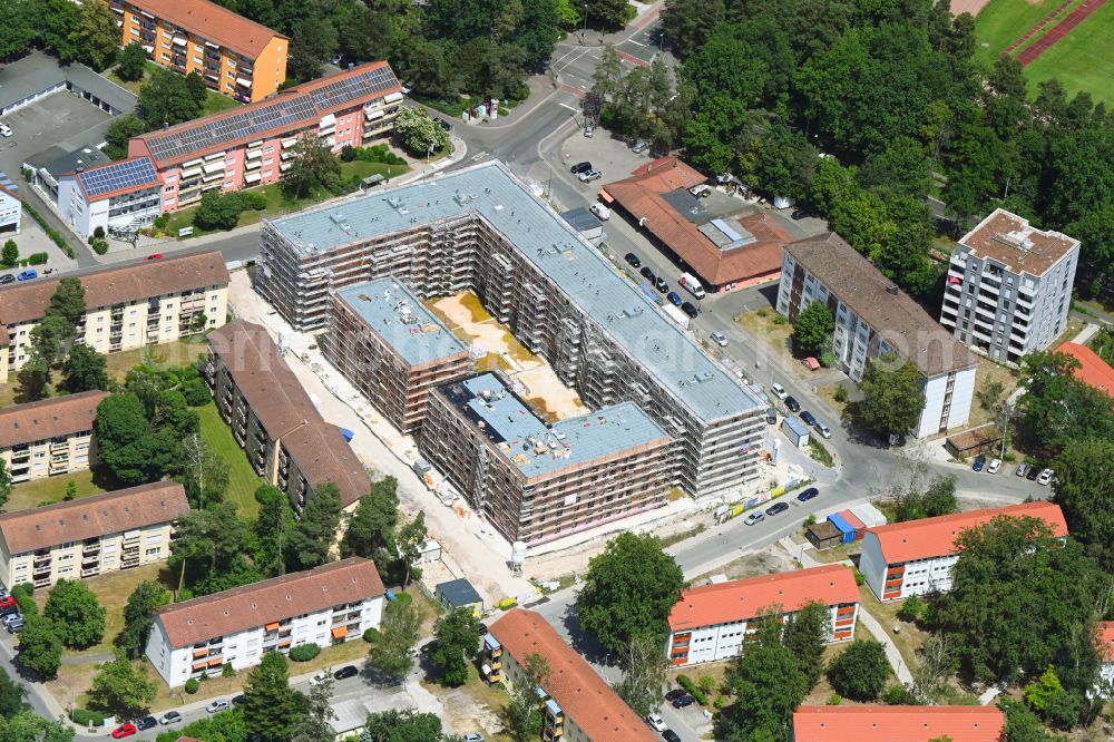 Erlangen from above - Construction site to build a new multi-family residential complex on Stitzingstrasse in Erlangen in the state Bavaria, Germany
