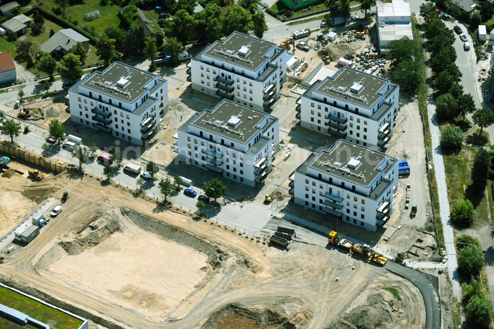 Aerial image Schönefeld - Construction site to build a new multi-family residential complex of STRABAG SE on Rathausgasse - Alt Schoenefeld - Grossziethener Weg in Schoenefeld in the state Brandenburg, Germany