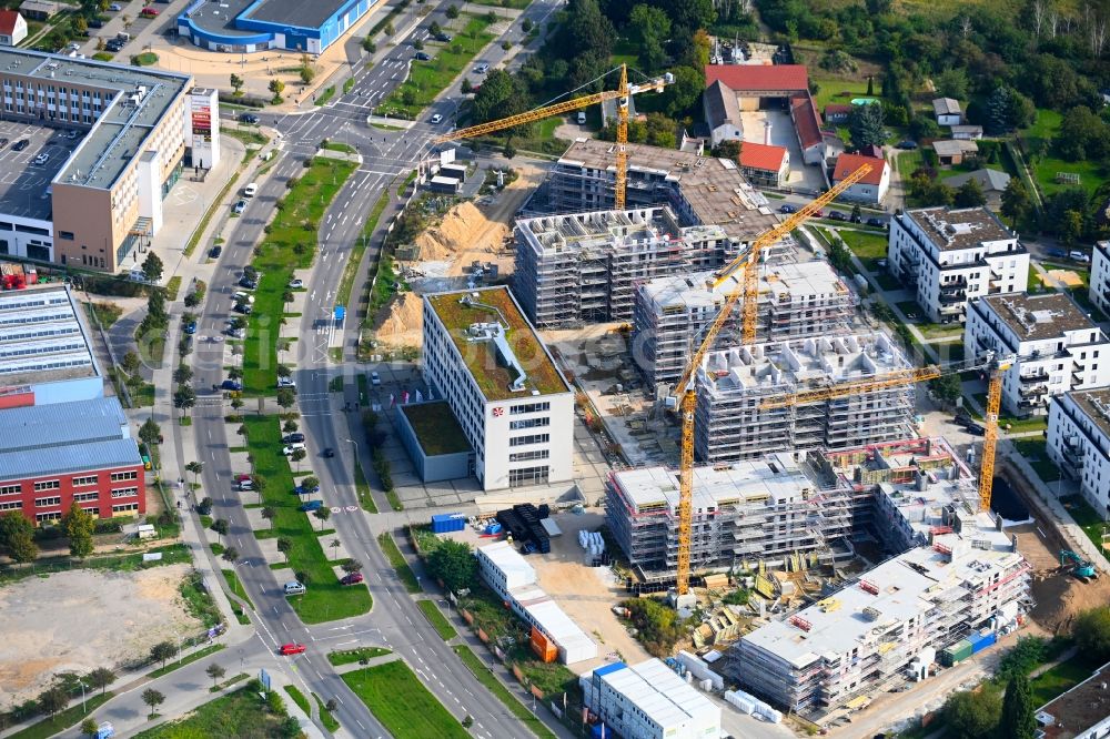 Aerial photograph Schönefeld - Construction site to build a new multi-family residential complex of STRABAG SE on Rathausgasse - Alt Schoenefeld - Grossziethener Weg in Schoenefeld in the state Brandenburg, Germany