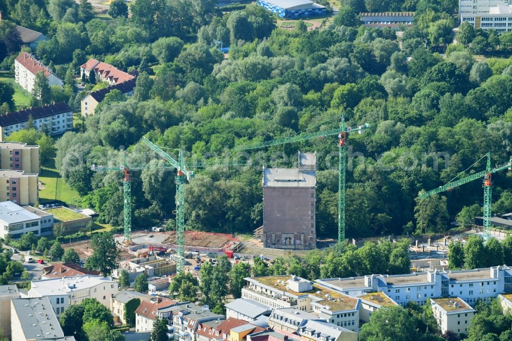 Aerial image Oranienburg - Construction site to build a new multi-family residential complex of TAS KG on Lehnitzstrasse - Louise-Henriette-Steg in Oranienburg in the state Brandenburg, Germany