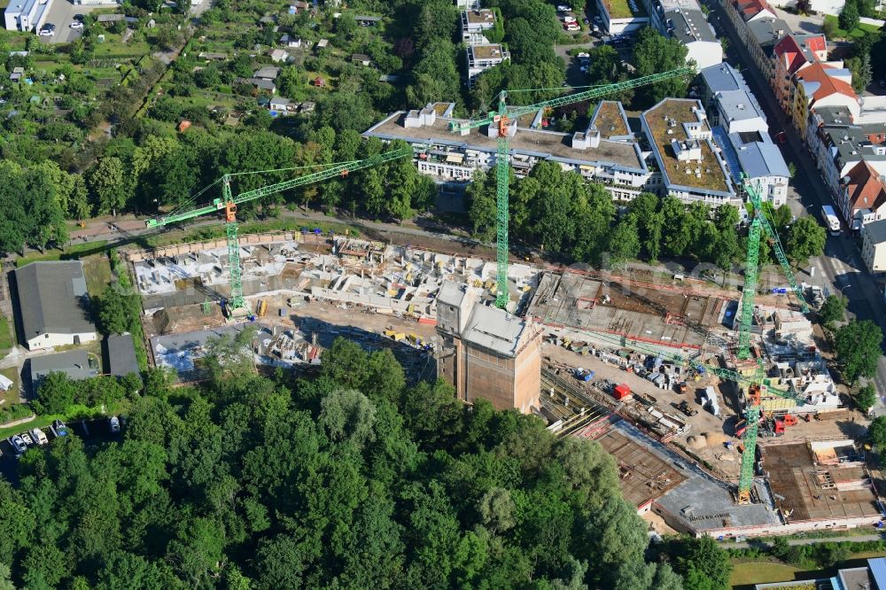 Aerial photograph Oranienburg - Construction site to build a new multi-family residential complex of TAS KG on Lehnitzstrasse - Louise-Henriette-Steg in Oranienburg in the state Brandenburg, Germany