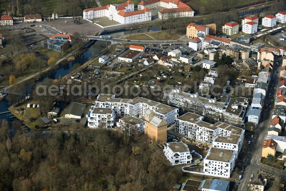 Aerial photograph Oranienburg - Construction site to build a new multi-family residential complex of TAS KG on Lehnitzstrasse - Louise-Henriette-Steg in Oranienburg in the state Brandenburg, Germany