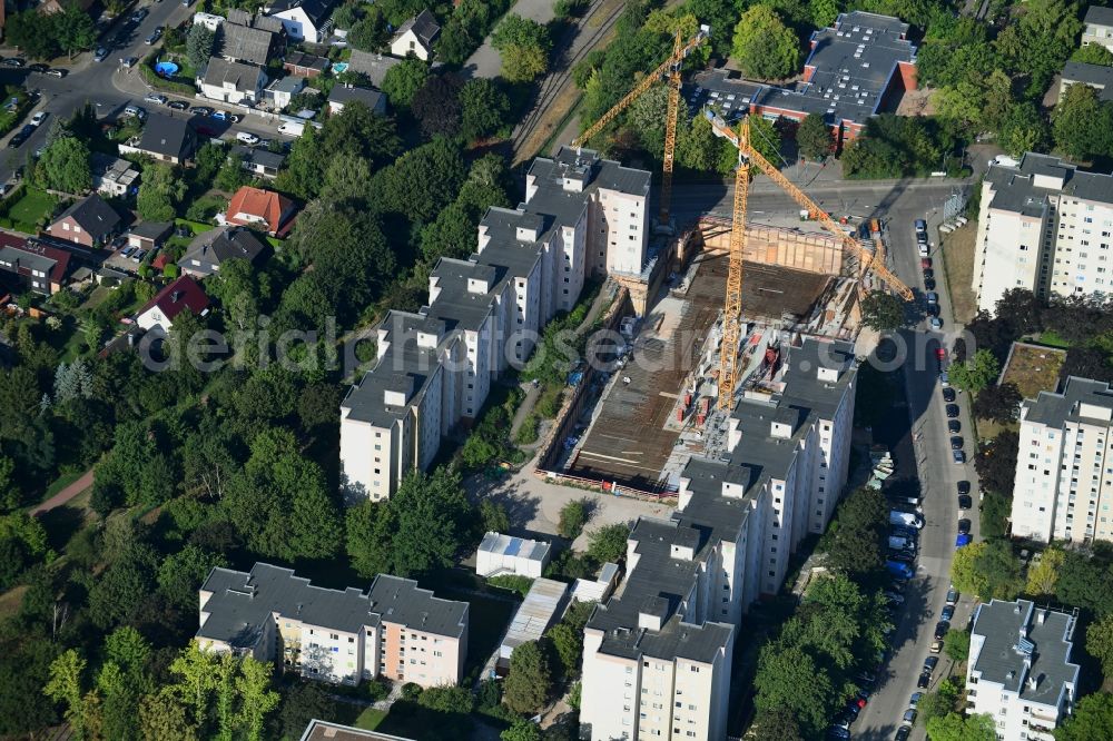 Berlin from above - Construction site to build a new multi-family residential complex Theodor-Loos-Weg corner Wutzkyallee in the district Buckow in Berlin, Germany