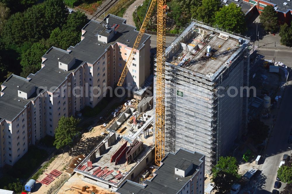 Aerial image Berlin - Construction site to build a new multi-family residential complex Theodor-Loos-Weg corner Wutzkyallee in the district Buckow in Berlin, Germany