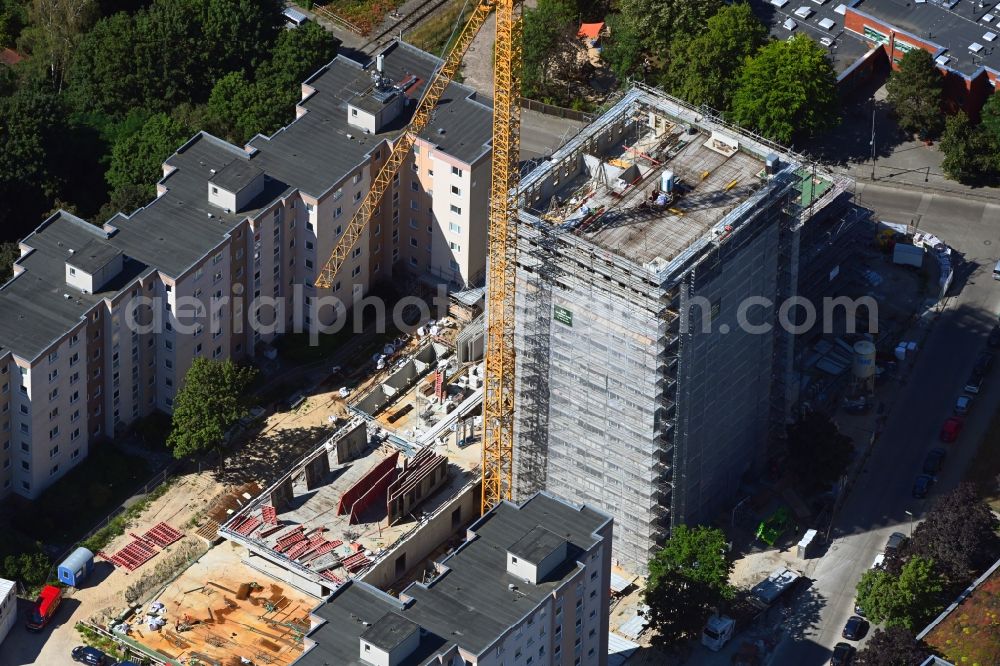 Aerial photograph Berlin - Construction site to build a new multi-family residential complex Theodor-Loos-Weg corner Wutzkyallee in the district Buckow in Berlin, Germany