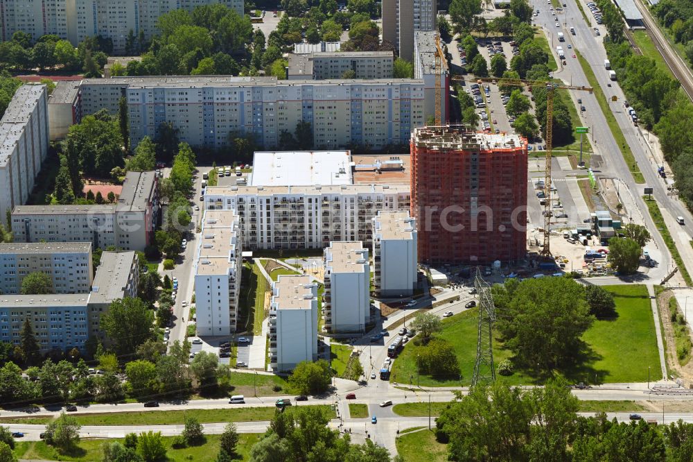 Aerial image Berlin - Construction site to build a new multi-family residential complex Trusetaler Strasse corner Wuhletalstrasse on street Maerkische Allee in the district Marzahn in Berlin, Germany