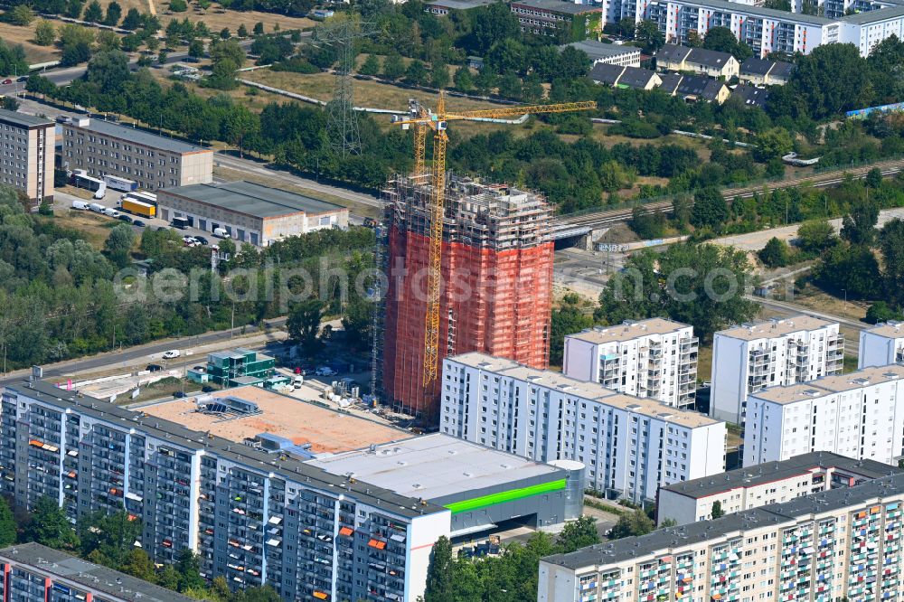 Berlin from above - Construction site to build a new multi-family residential complex Trusetaler Strasse corner Wuhletalstrasse on street Maerkische Allee in the district Marzahn in Berlin, Germany