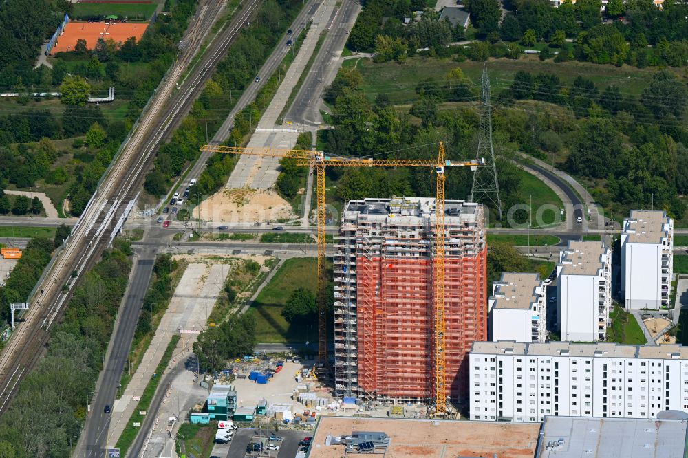 Aerial image Berlin - Construction site to build a new multi-family residential complex Trusetaler Strasse corner Wuhletalstrasse on street Maerkische Allee in the district Marzahn in Berlin, Germany