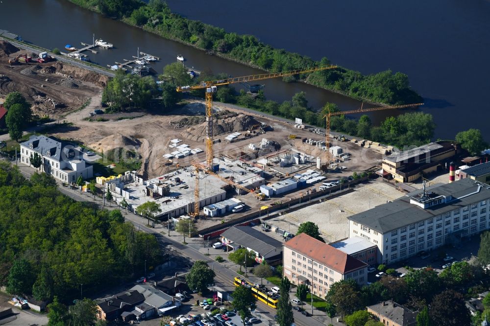 Aerial image Dresden - Construction site to build a new multi-family residential complex of USD Immobilien GmbH in Dresden in the state Saxony, Germany