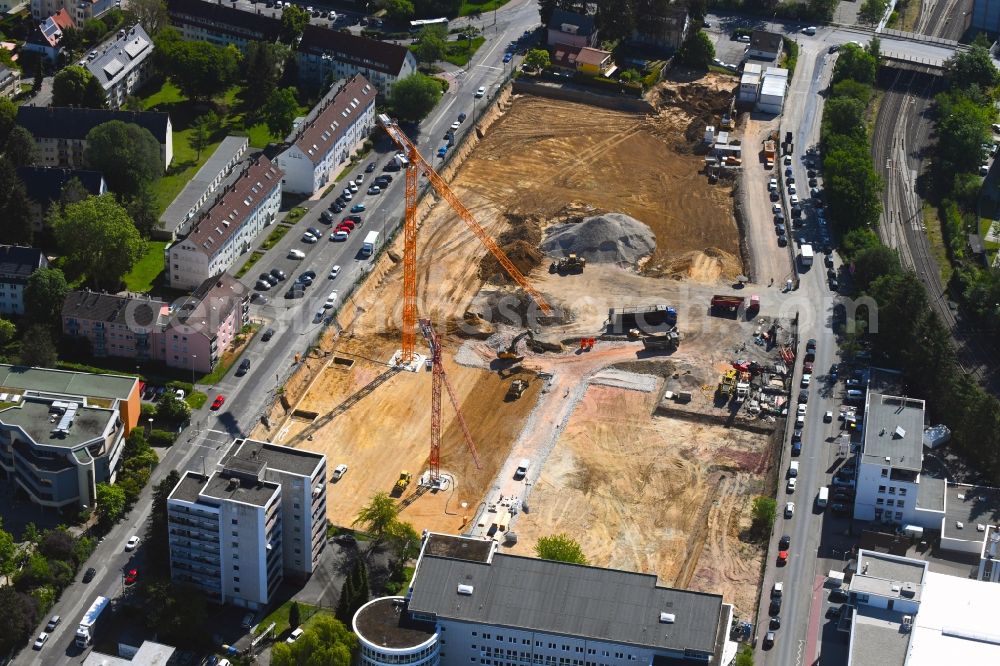 Aerial photograph Bad Homburg vor der Höhe - Construction site to build a new multi-family residential complex on Vickers Areal on Froelingstrasse - Schaberweg in Bad Homburg vor der Hoehe in the state Hesse, Germany