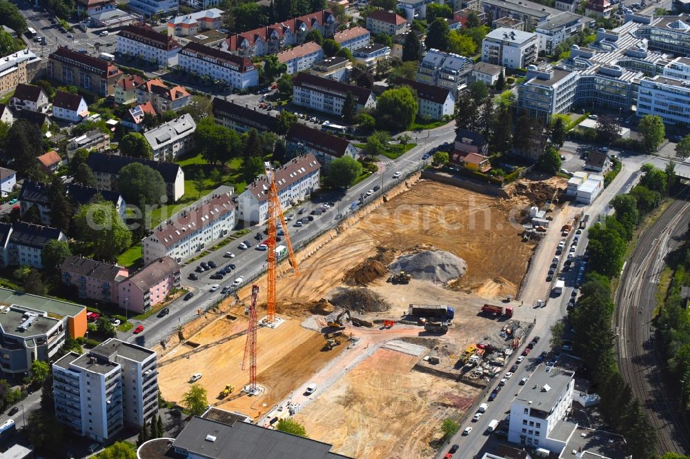 Bad Homburg vor der Höhe from the bird's eye view: Construction site to build a new multi-family residential complex on Vickers Areal on Froelingstrasse - Schaberweg in Bad Homburg vor der Hoehe in the state Hesse, Germany