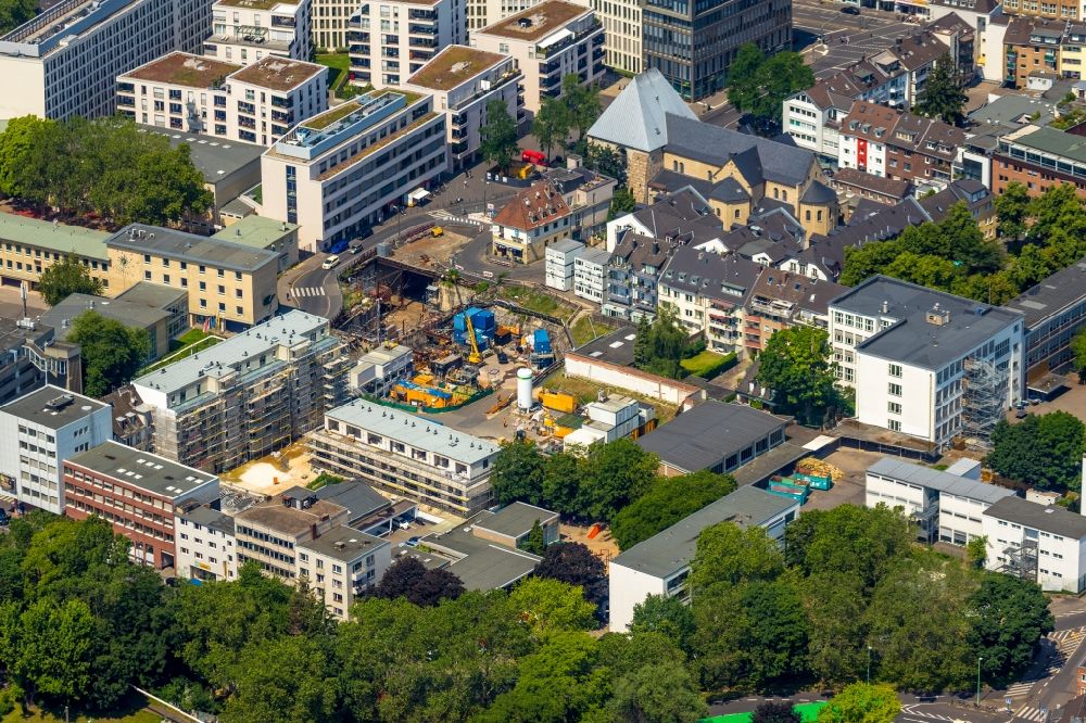 Aerial photograph Köln - Construction site to build a new multi-family residential complex on Waidmarkt - Severinstrasse in the district Altstadt-Sued in Cologne in the state North Rhine-Westphalia, Germany. Townhouses are being built at the former City Archive collapse site
