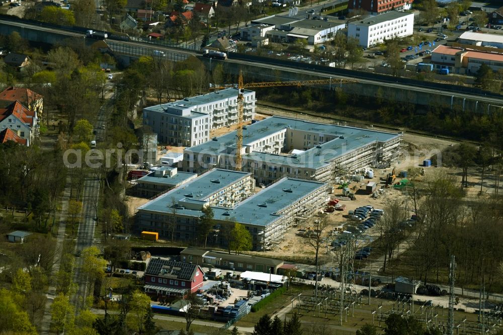 Aerial photograph Bernau - Construction site to build a new multi-family residential complex Waldquartier Friedenstal-Bernau on Zepernicker Chaussee corner Lenastrasse in Bernau in the state Brandenburg, Germany
