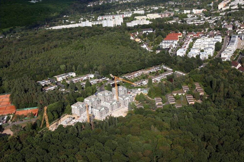 Aerial photograph Wiesbaden - Construction site to build a new multi-family residential complex Waldviertel on Langendellschlag in the district Dotzheim in Wiesbaden in the state Hesse, Germany