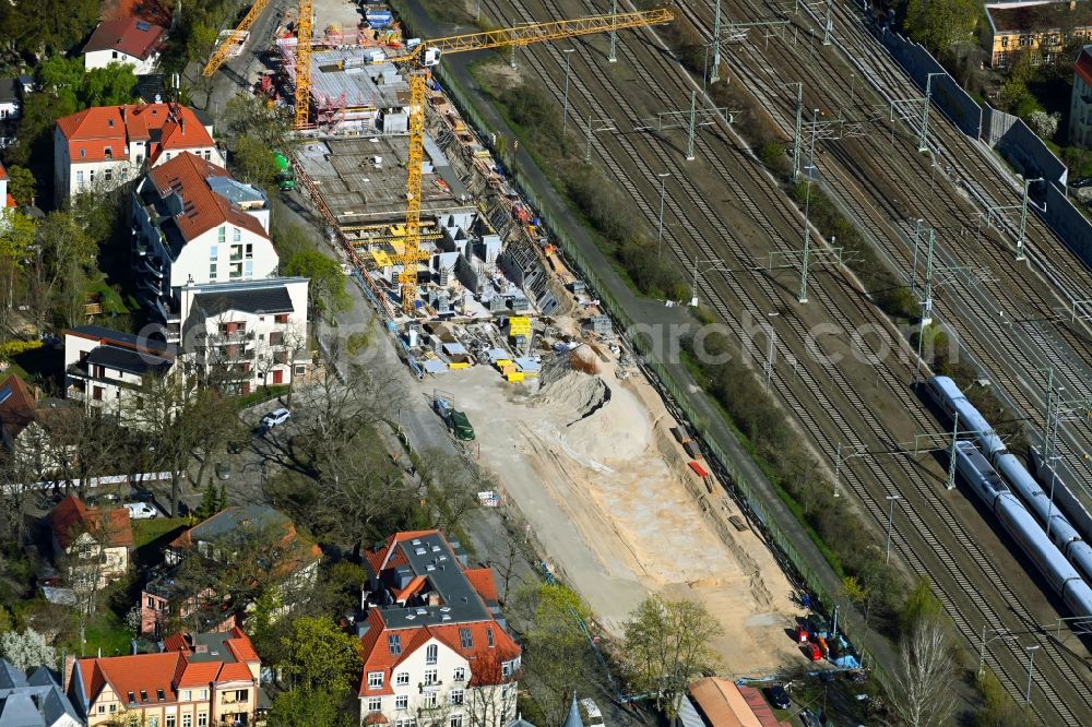Aerial image Berlin - Construction site to build a new multi-family residential complex Wandlitzstrasse Kaisergaerten in the district Karlshorst in Berlin, Germany