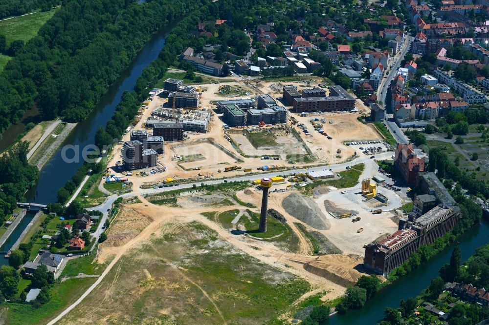 Aerial photograph Hannover - Construction site to build a new multi-family residential complex Wasserstadt Limmer in the district Limmer in Hannover in the state Lower Saxony, Germany