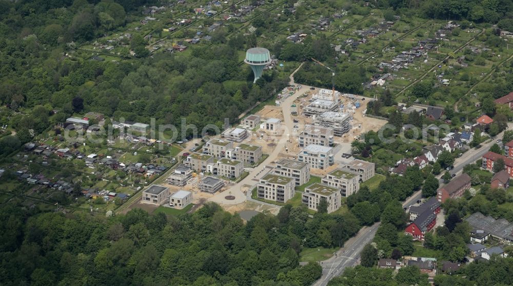 Aerial image Flensburg - Construction site to build a new multi-family residential complex Am Wasserturm in the district Fruerlund in Flensburg in the state Schleswig-Holstein, Germany