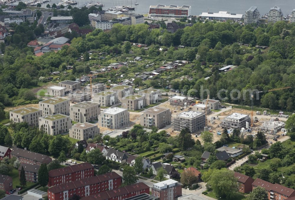 Aerial photograph Flensburg - Construction site to build a new multi-family residential complex Am Wasserturm in the district Fruerlund in Flensburg in the state Schleswig-Holstein, Germany
