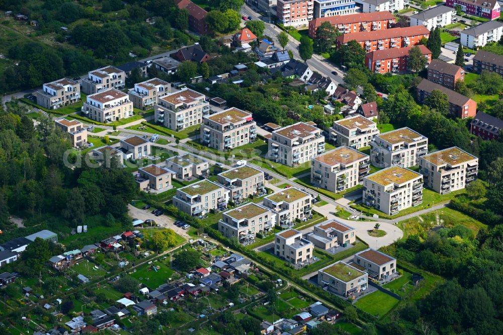 Flensburg from the bird's eye view: Construction site to build a new multi-family residential complex Am Wasserturm in the district Fruerlund in Flensburg in the state Schleswig-Holstein, Germany