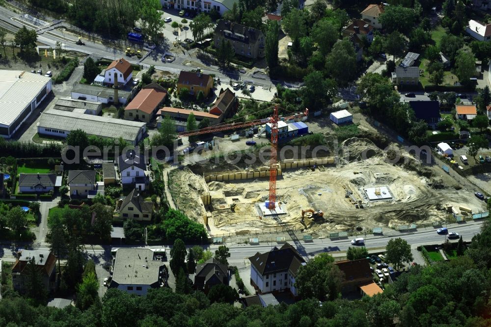 Aerial image Stahnsdorf - Construction site to build a new multi-family residential complex on Wilhelm-Kuelz-Strasse in Stahnsdorf in the state Brandenburg, Germany