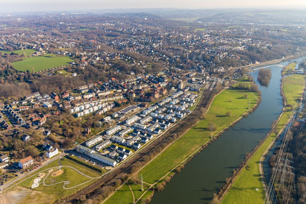 Bochum from the bird's eye view: Construction site to build a new multi-family residential complex of WILMA Wohnen West Projekte GmbH on Dr.-C.-Otto-Strasse in the district Dahlhausen in Bochum at Ruhrgebiet in the state North Rhine-Westphalia, Germany
